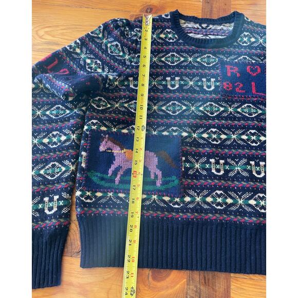 RARE HTF SOLD OUT Polo Ralph Lauren Cashmere Fair Isle Puff Sleeve Sweater sz L - Picture 10 of 16